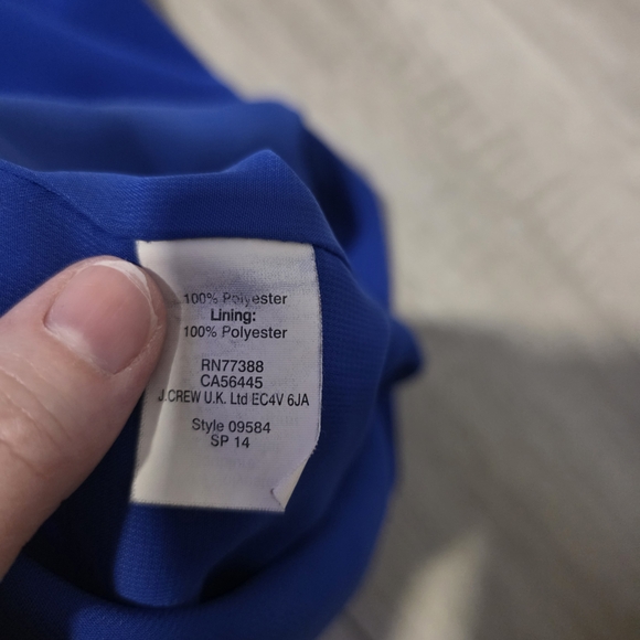 J Crew Size 00 Crepe Shift Dress Blue Short Sleeve Split Neck Above Knee - Picture 7 of 9